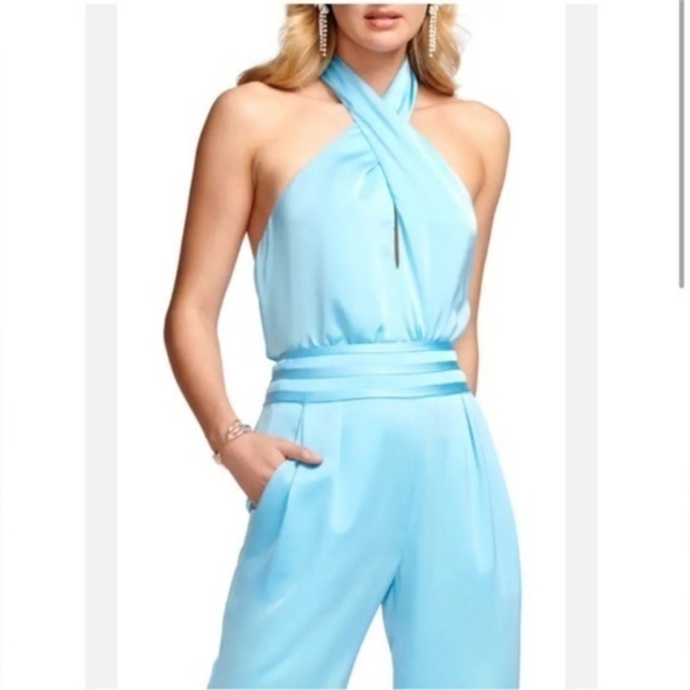 NWT Ramy Brook Blouse Layla Halter Tank Top in Satin Sky Blue